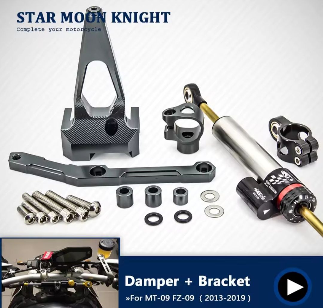 MTKRACING pour YAMAHA MT-09 2014-2020-2021-2022-2023-2024 - Kit de Support de montage d'amortisseur de direction de stabilisateur de moto