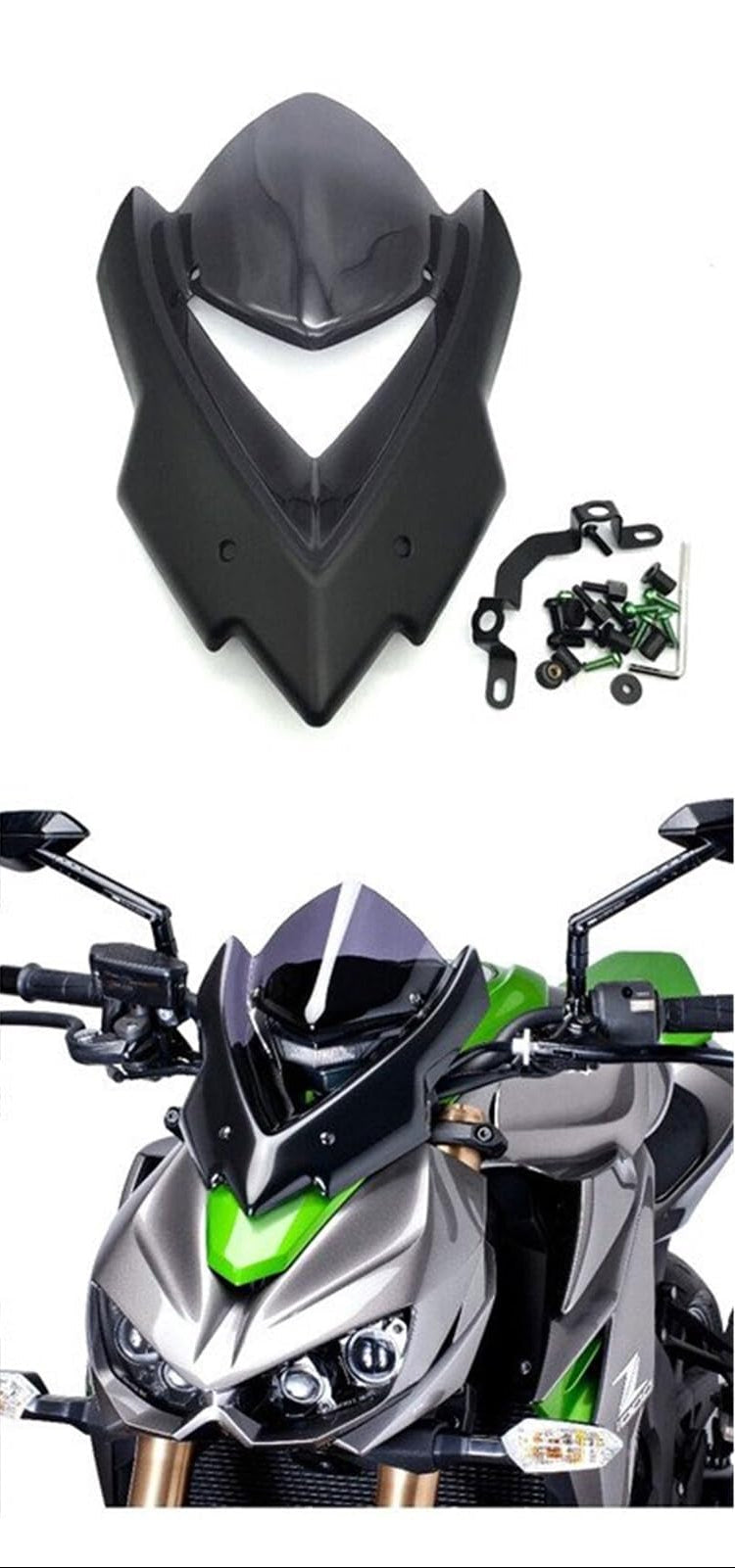 Bulle Sport Double Courbure Noire pour Kawasaki Z1000 (2014–2020)
