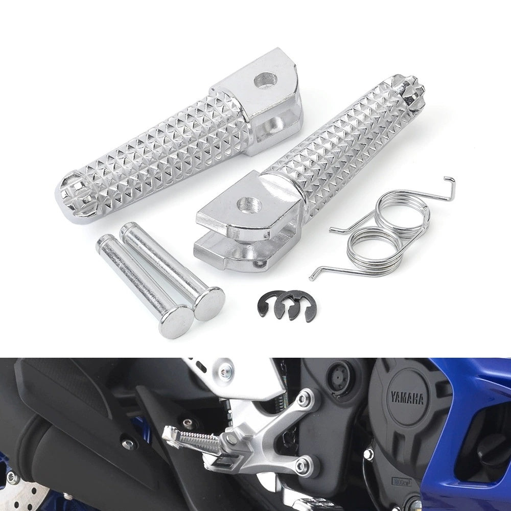 Repose pieds avant Yamaha MT-09 – Aluminium argenté & Caoutchouc, Durable