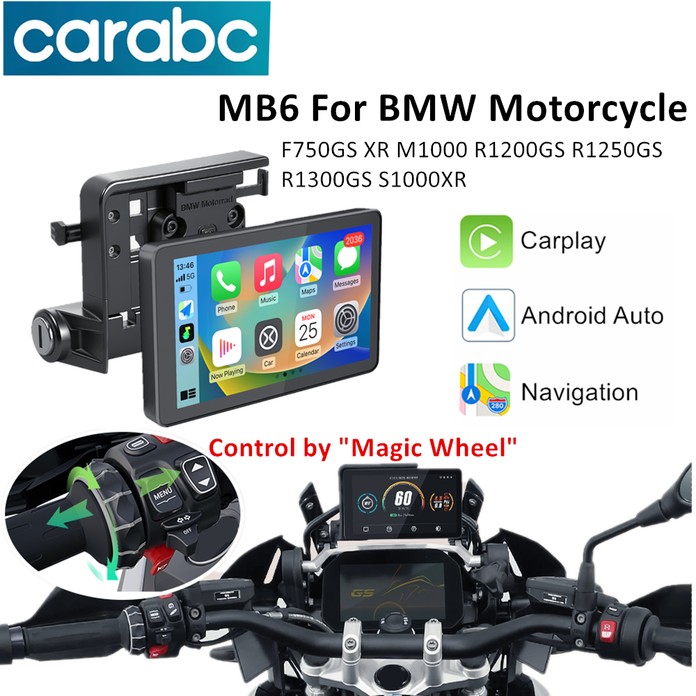 Écran de Navigation Moto 6" sans Fil avec CarPlay & Android Auto – Compatible BMW GS