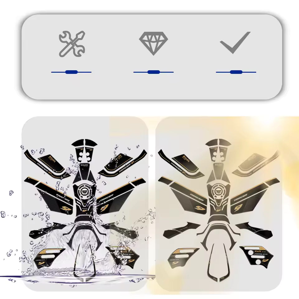 Kit de protection de réservoir 3D en résine époxy pour Yamaha Tracer 9 / 9GT (2021–2023)