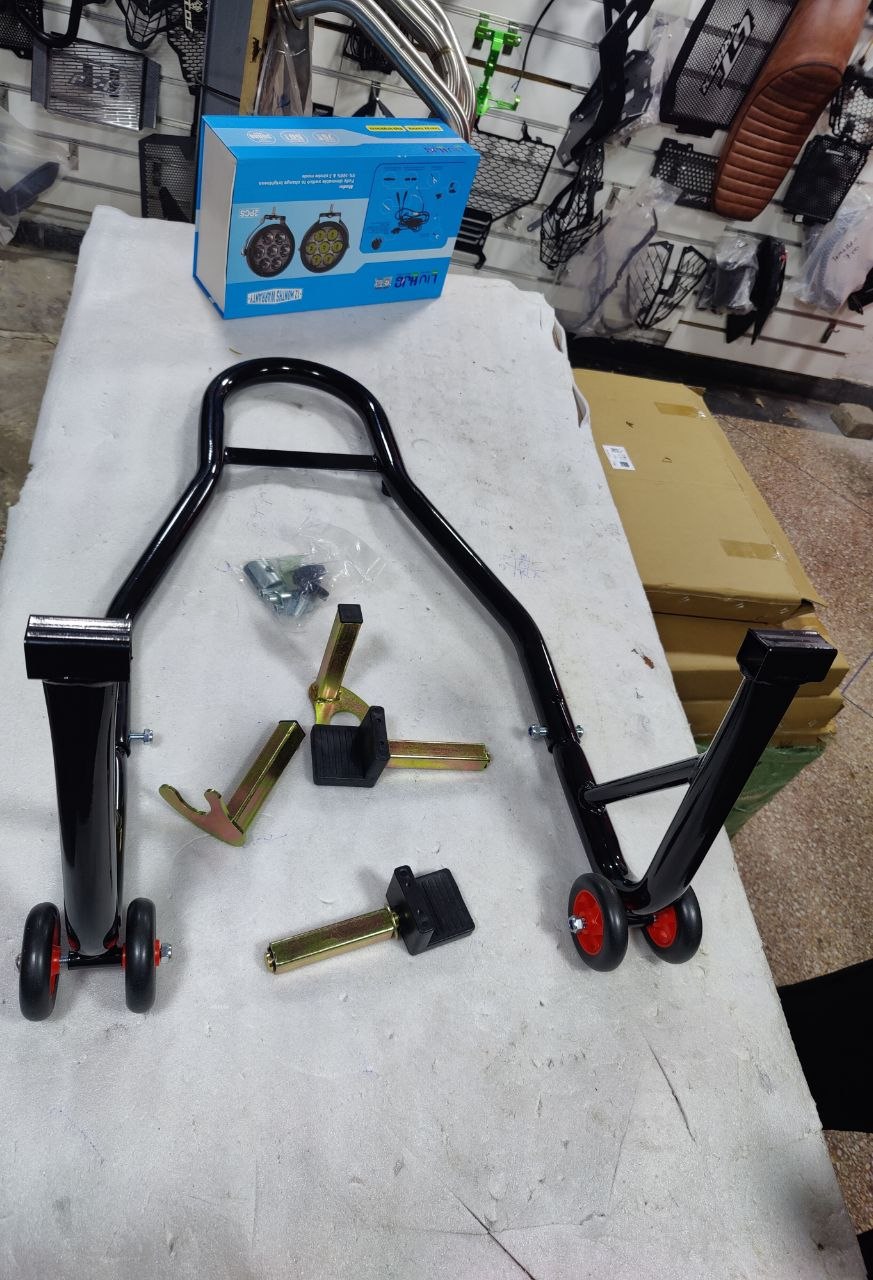 Béquille de moto avec support de roue arrière